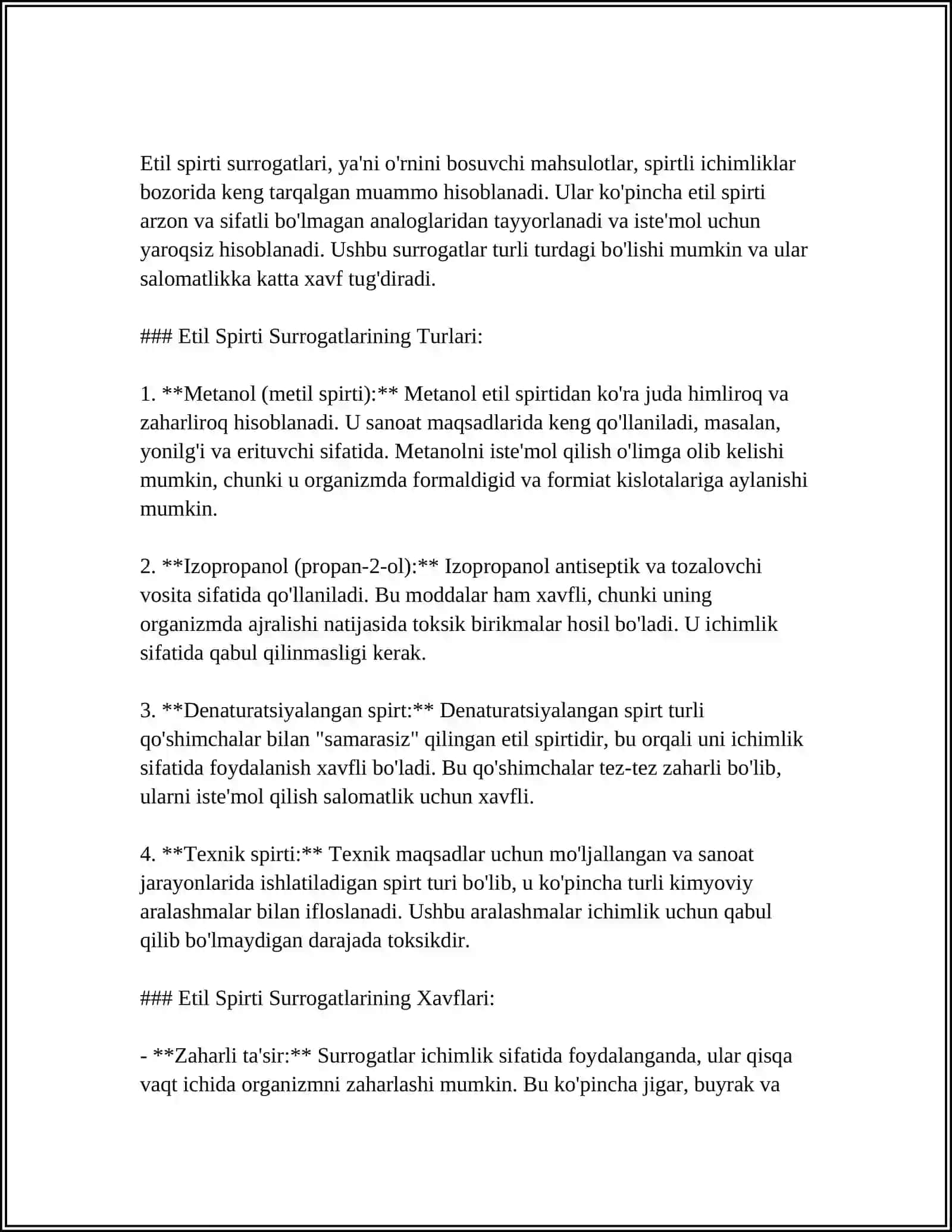 ETIL SPIRTI VA UNING SURROGATLARI BILAN ZAHARLANISH. OPIATLAR BILAN ZAHARLANISH 4