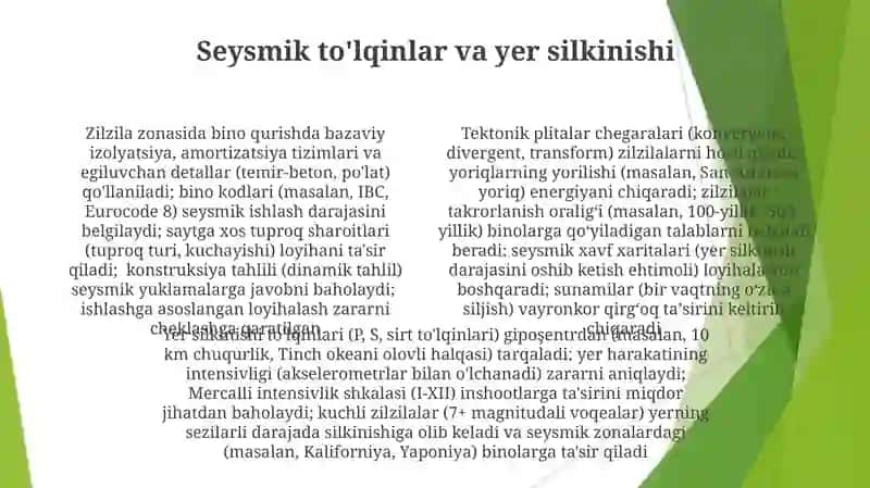 Zilzilaga chidamli loyihalash 4
