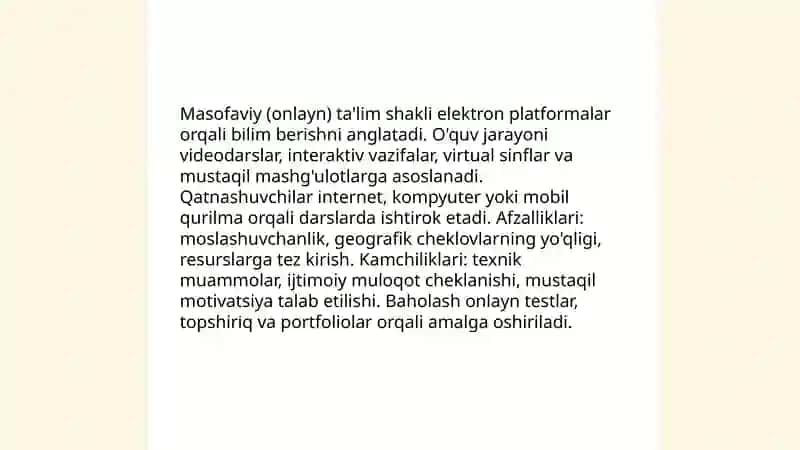 An'anaviy sinf (klassik) ta'lim shakli 4