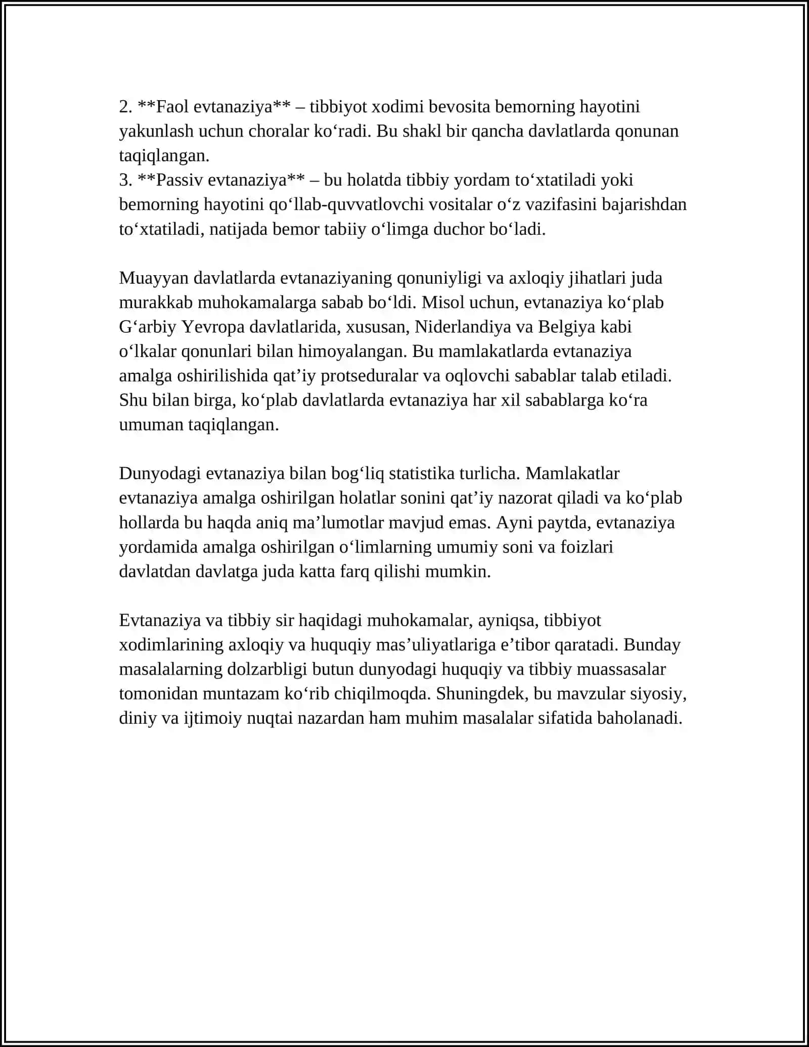 Tibbiy sir va evtanoziya tushunchasi 4