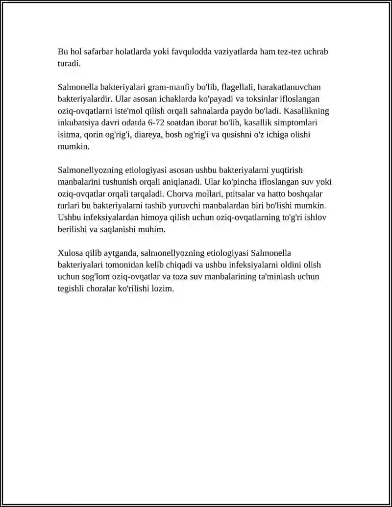 OZIQ OVQAT ZAHARLI INFEKTSIYALARI SALMONELLYOZ TOKSIK INFEKTSIYALARI 4