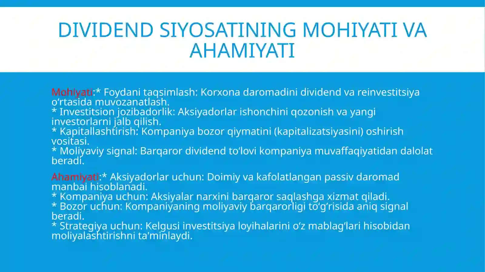 Dividend siyosati 4