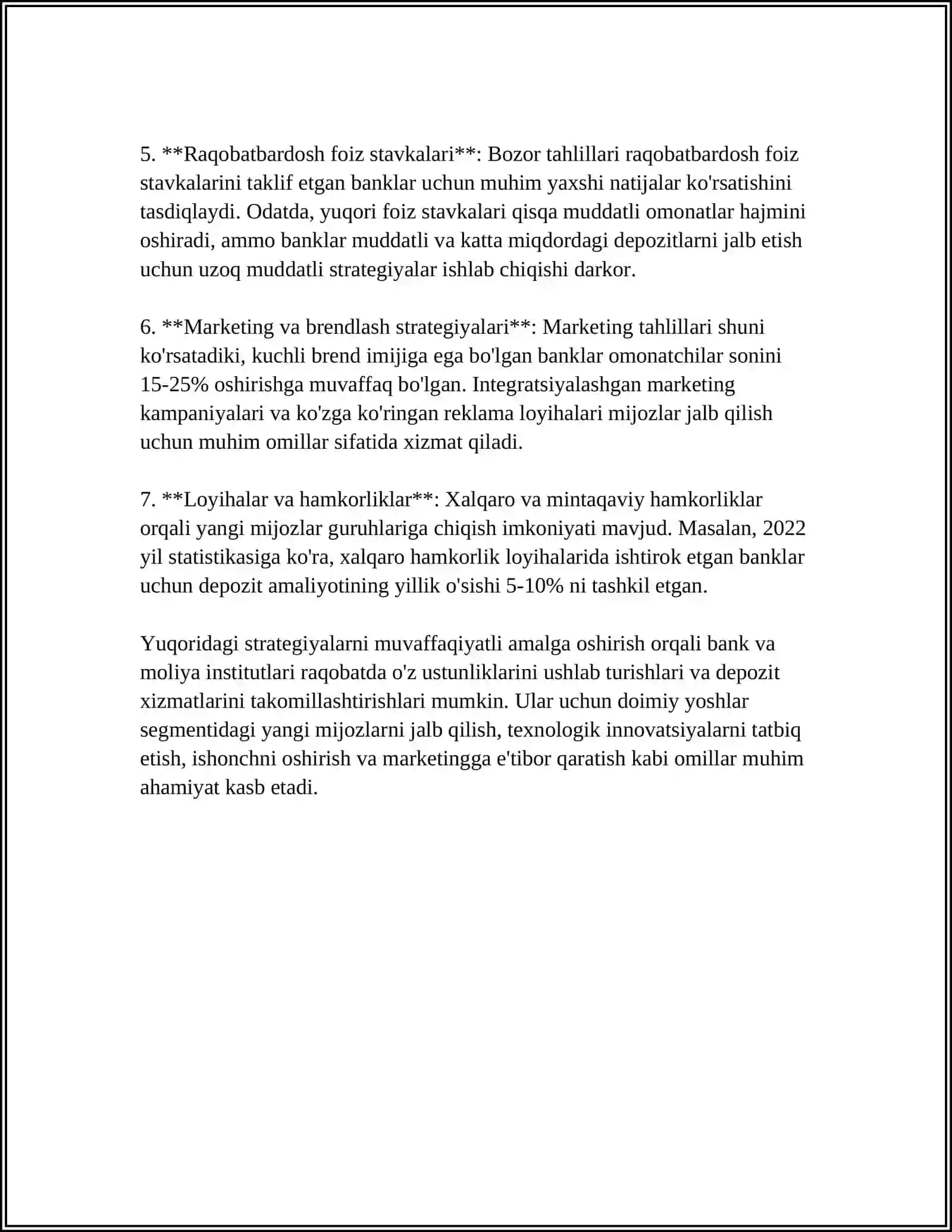 Depozit xizmatlarini rivojlantirish strategiyalari 4
