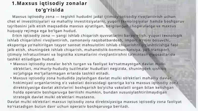 MAXSUS IQTISODIY ZONALAR 4