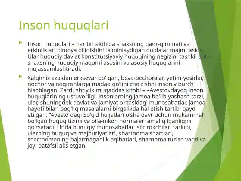 Insonuning huquq va erkinliklari – oliy qadriyat 4