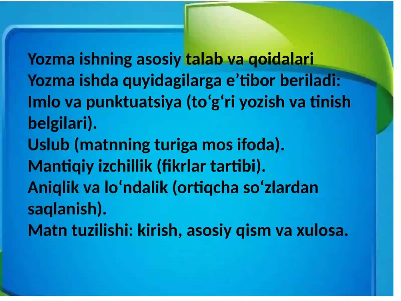 Yozma ishlar metodikasi fanidan tayyorlangan mustaqil ishi 4