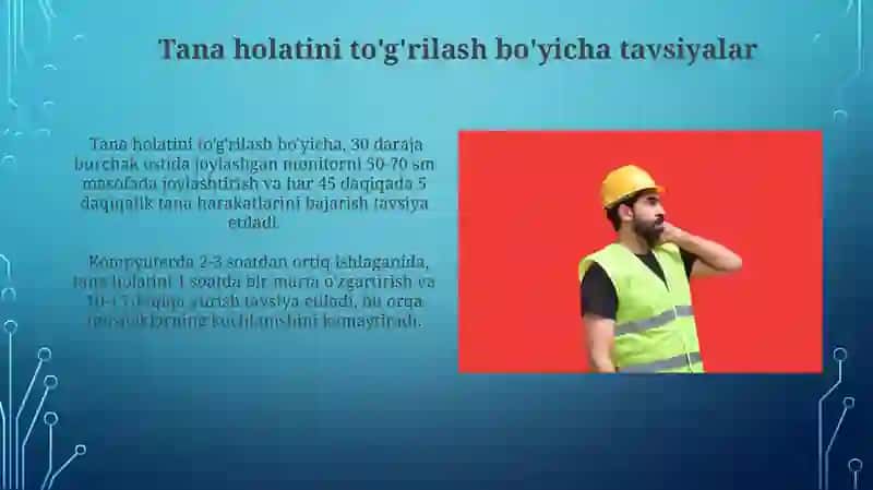 Faoliyat xafsizligini taminlashning ergonomik ko'rsatkichlarini o'rganish 4