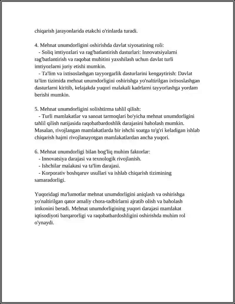 MEHNAT UNUMDORLIGI - IQTISODIY O'SISH OMILI SIFATIDA 4