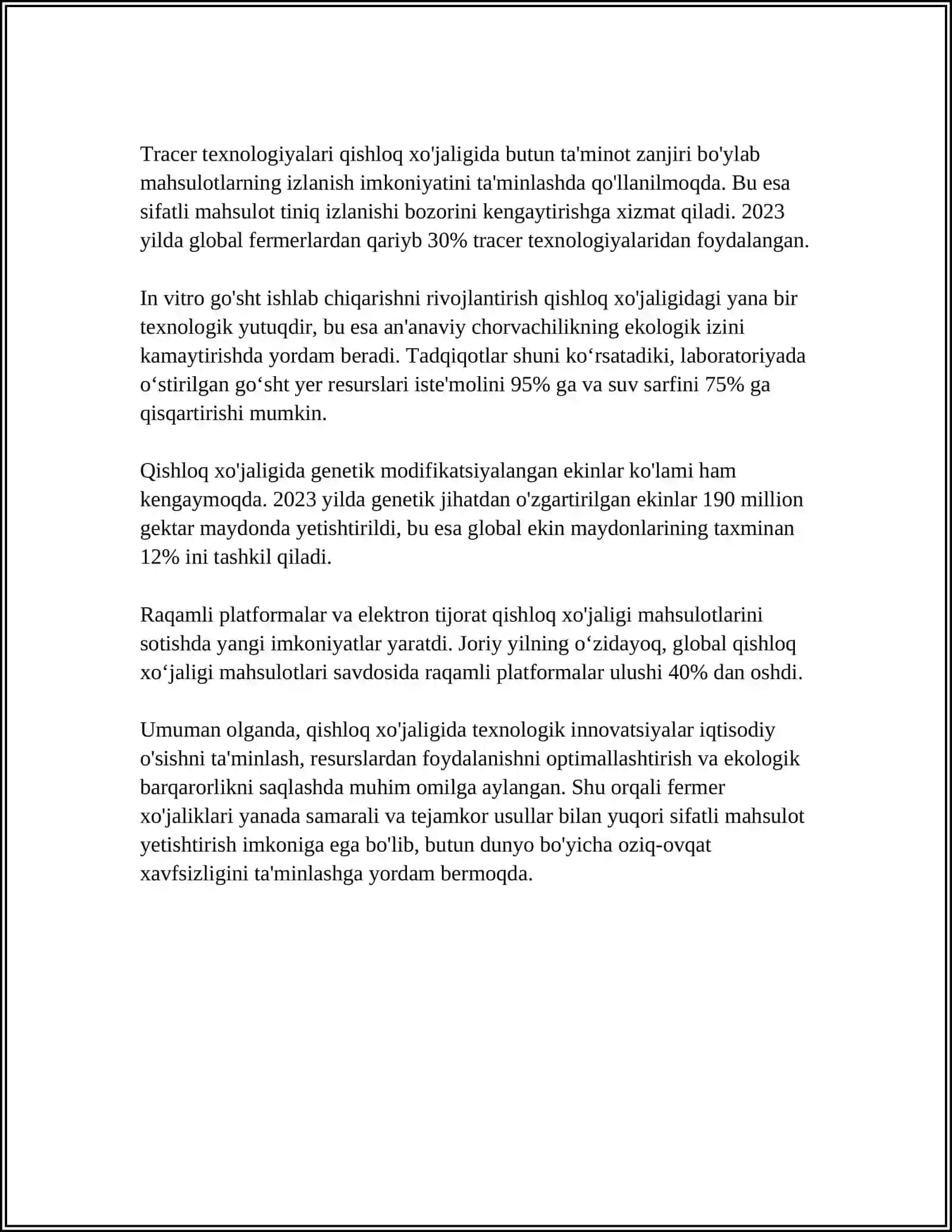 Qishloq xo'jaligida texnologik innovatsiyalar 4
