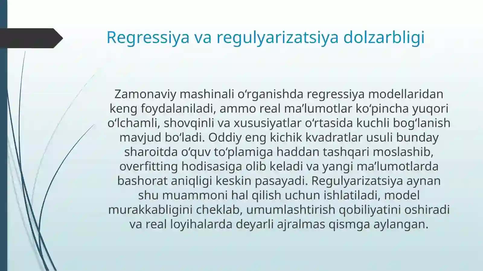 Regressiya masalalarida regulyarizatsiya funksiyasini qoʻllash 4