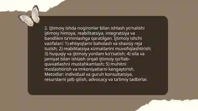 Ijtimoiy ishning yo'nalishlari 4