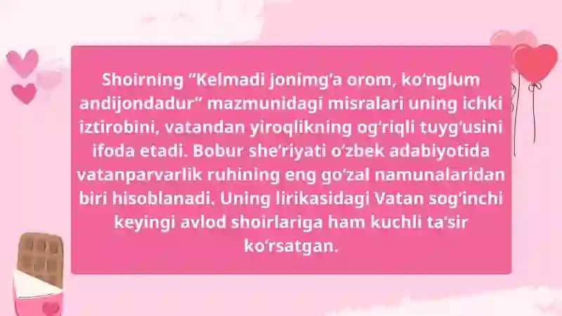 Zahiriddin Muhammad Bobur lirikasidа Vatan sog‘inchi 4