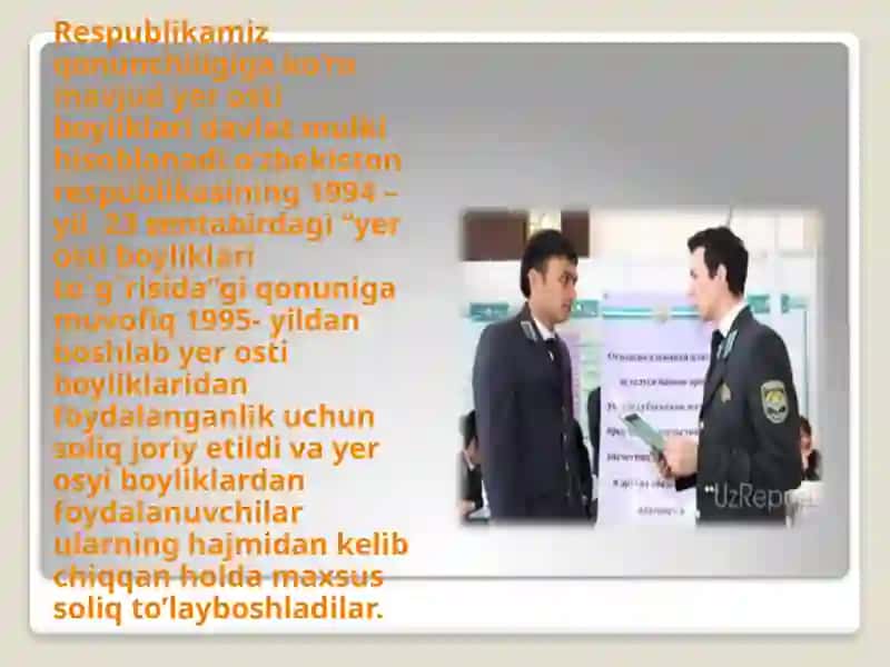 Yerqaridan foydalanishda soliq va maxsulotlar to'lovlar 4