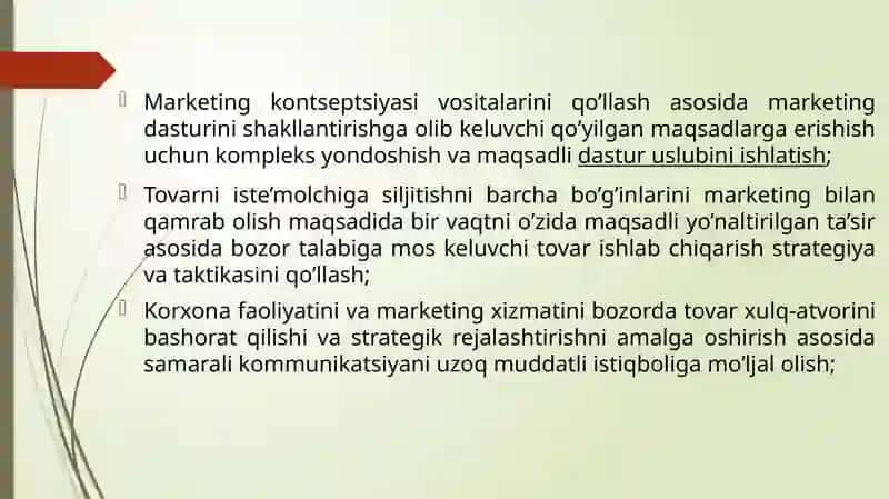Marketing tamoyillari va vazifalari 4