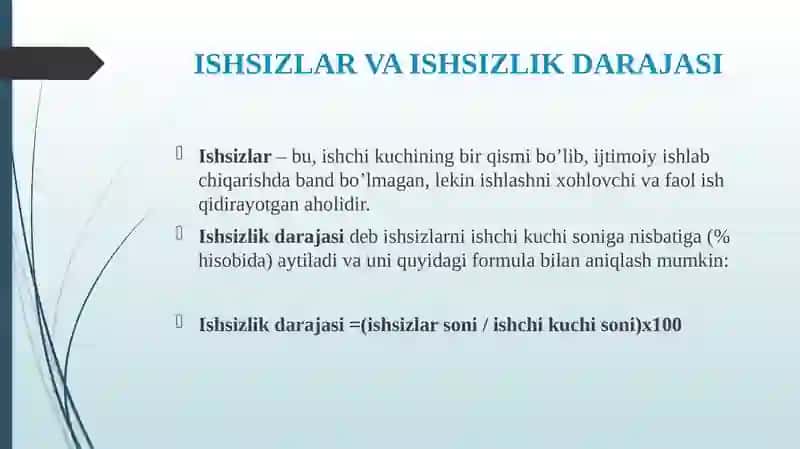 ISHSIZLIK VA INFLYATSIYA DARAJASINING IQTISODIY TAHLILI 4