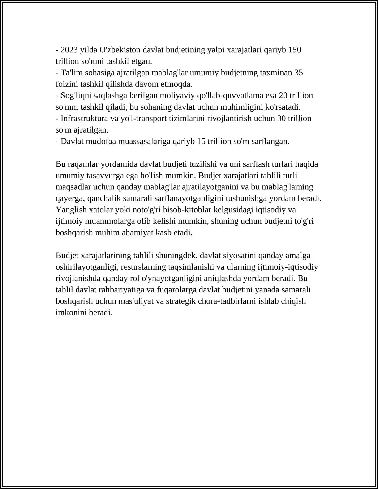 DAVLAT BUDJETI XARAJATLARI IJROSI HISOBI 4