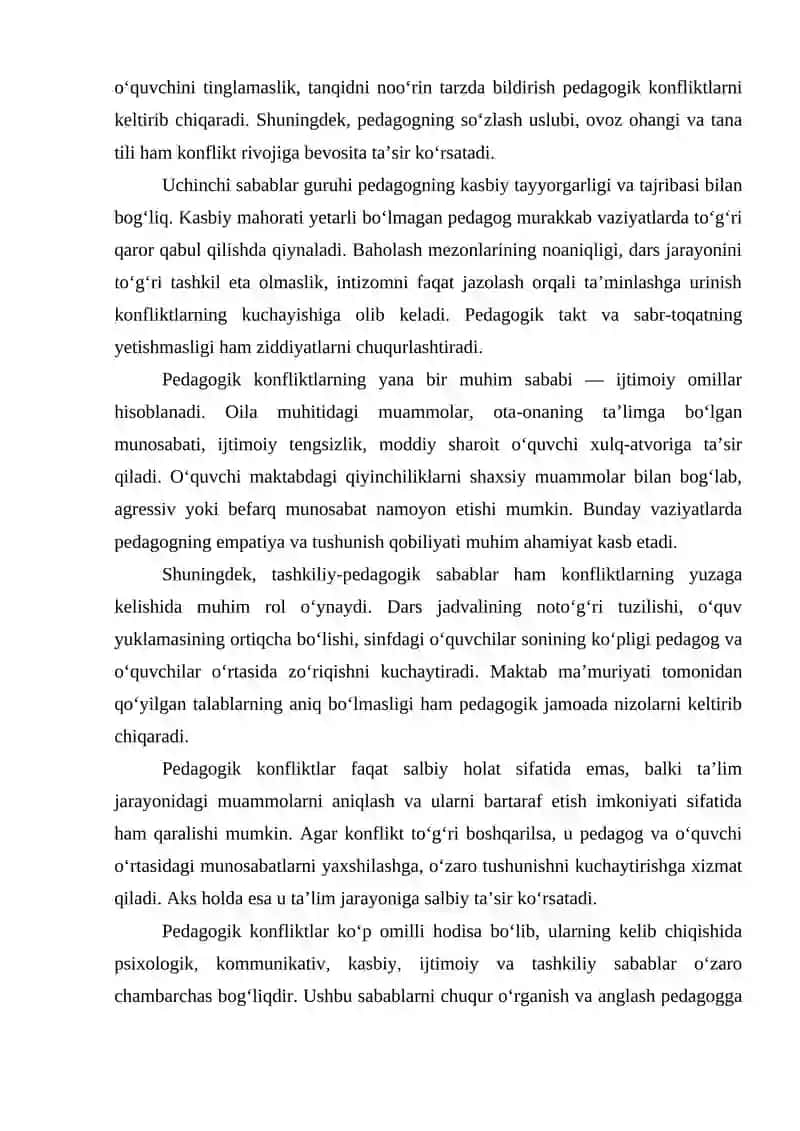 Pedagogik konfliktlarni hal etishda pedagogning kasbiy mahorati. 4