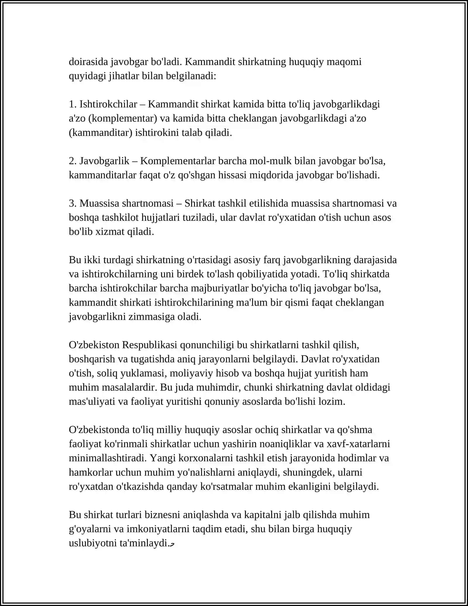 To'liq va kammandit shirkatlar 4