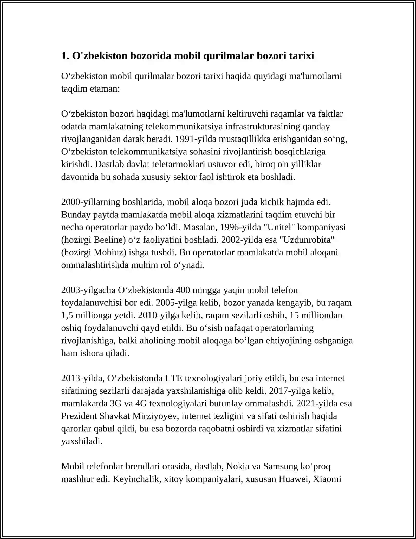 O‘zbekiston Bozoriga Mobil Qurilmalarning Kirib Kelish va Rivojlanish Bosqichlari 4