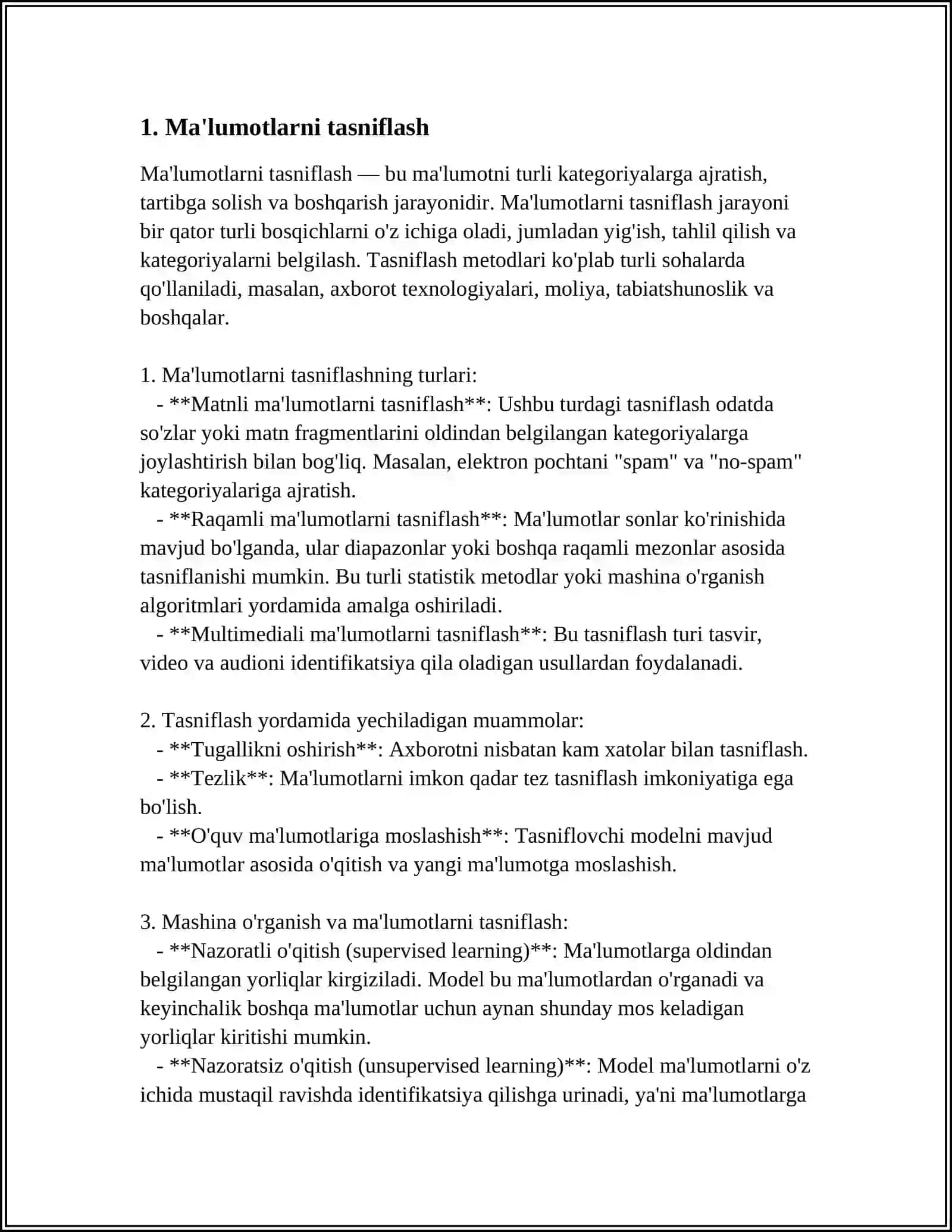 MA’LUMOTLARNI IFODALASH BOSQICHLARI. MA’LUMOTLAR TOIFALARI 4