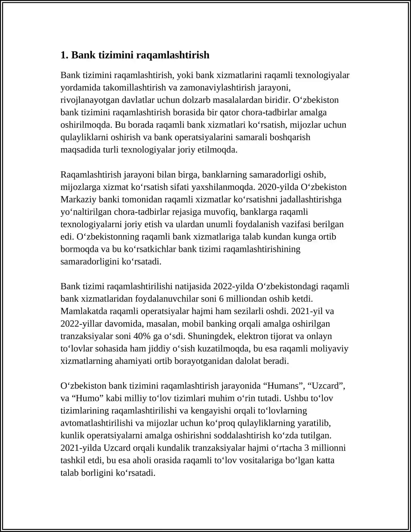 O'ZBEKISTOND BANK TIZIMINI TAKOMILLASHTIRISH YO'LLARI 4
