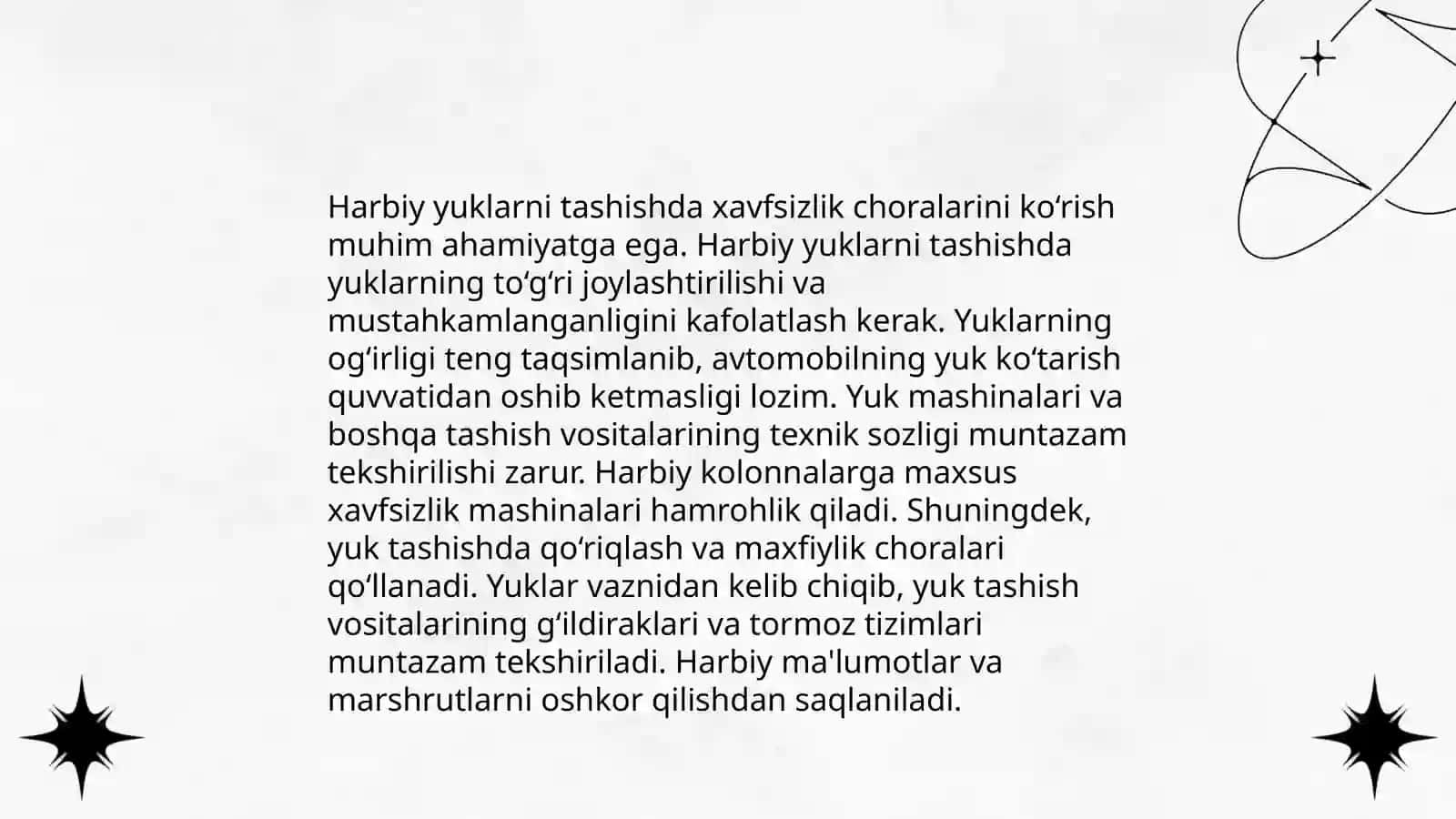 Harbiy avtomobillarda tashishni tashkillashtirish 4