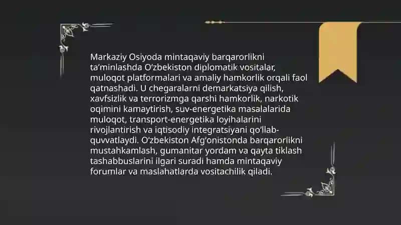 Oʻzbekistonning tinchlik sevar siyosati 4