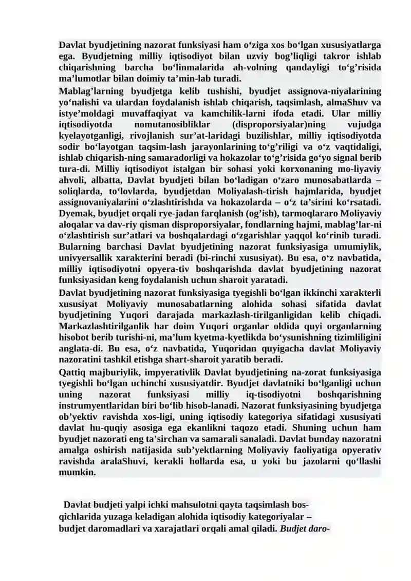 Davlat byudjetining mohiyati, funksiyalari va ahamiyati 4