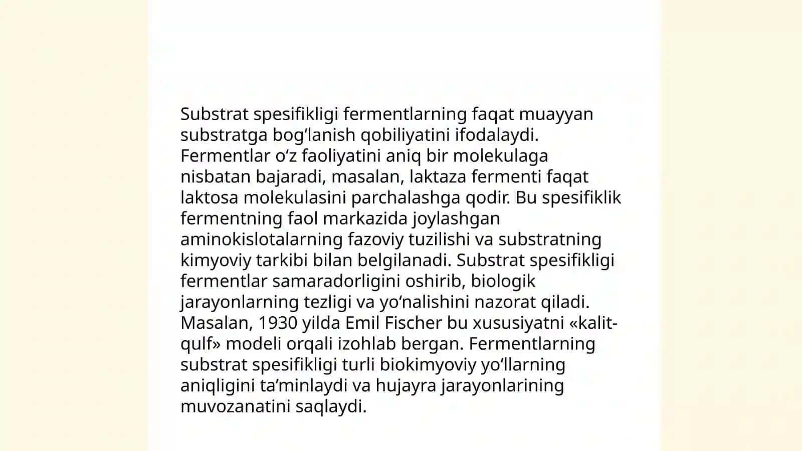 Fermentlar spetsifikligi 4