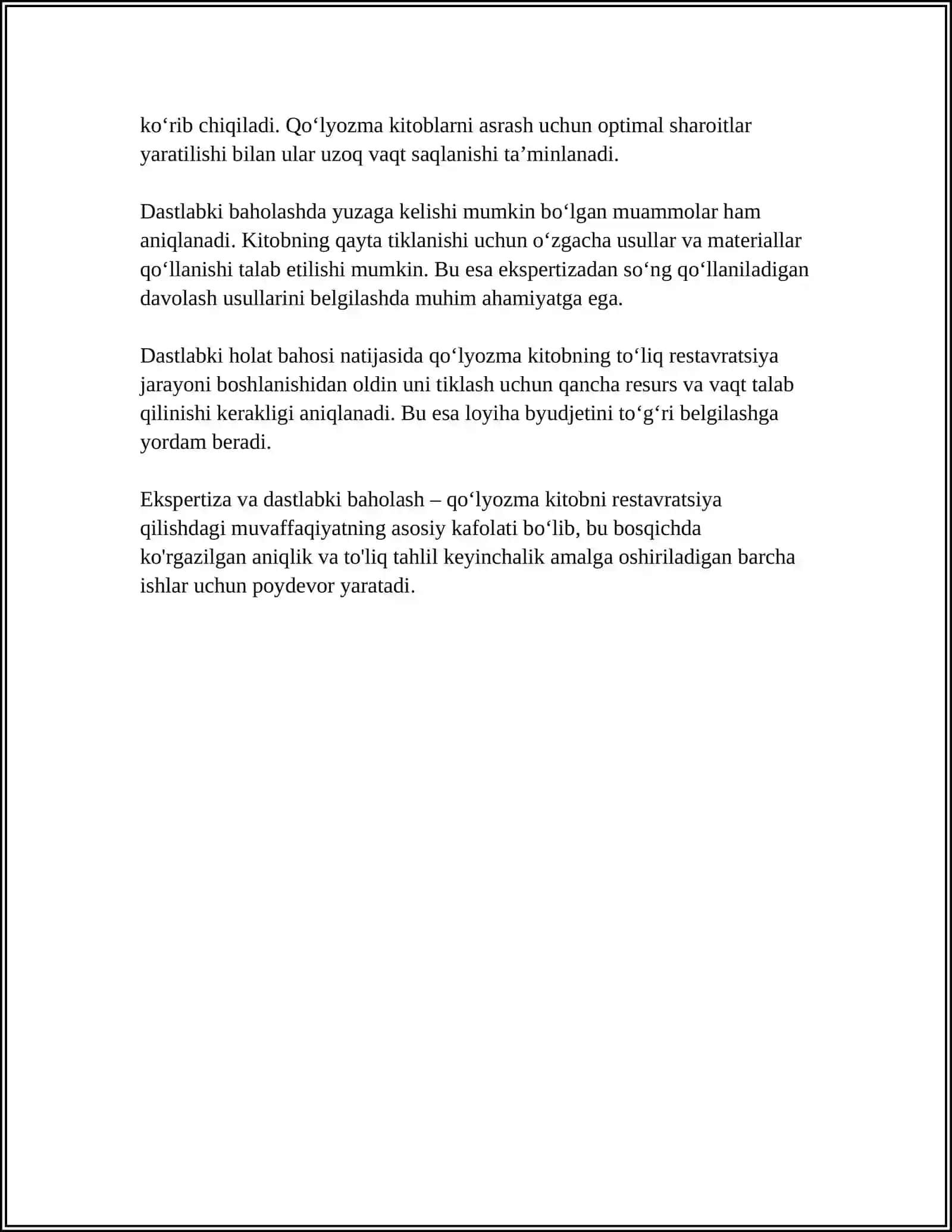 NODIR QOʻLYOZMA KITOBLARNI RESTAVRATSIYA QILISH BOSQICHLARI 4