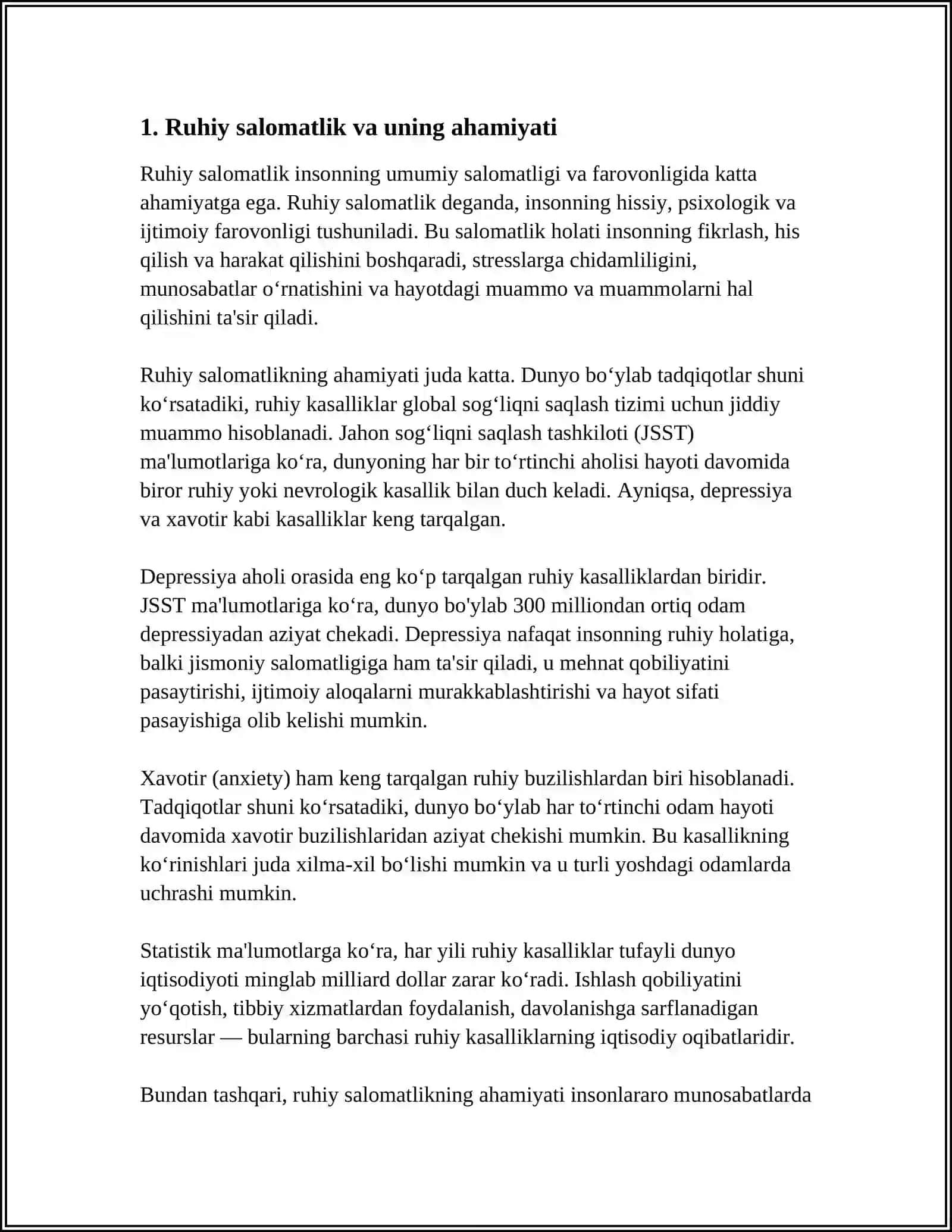 RUHIY FIZIOLOGIK OMILLARGA GIGIYENIK TA'RIF, ORGANIZMGA ULARNING ZARARLI TA'SIRINI OLDINI OLISH TADBIRLARI 4