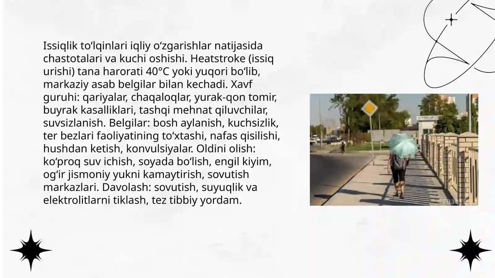 Iqlim va inson salomatligi. Quyosh radiatsiyasi va uning gigiyenik ahamiyati.pptx 4