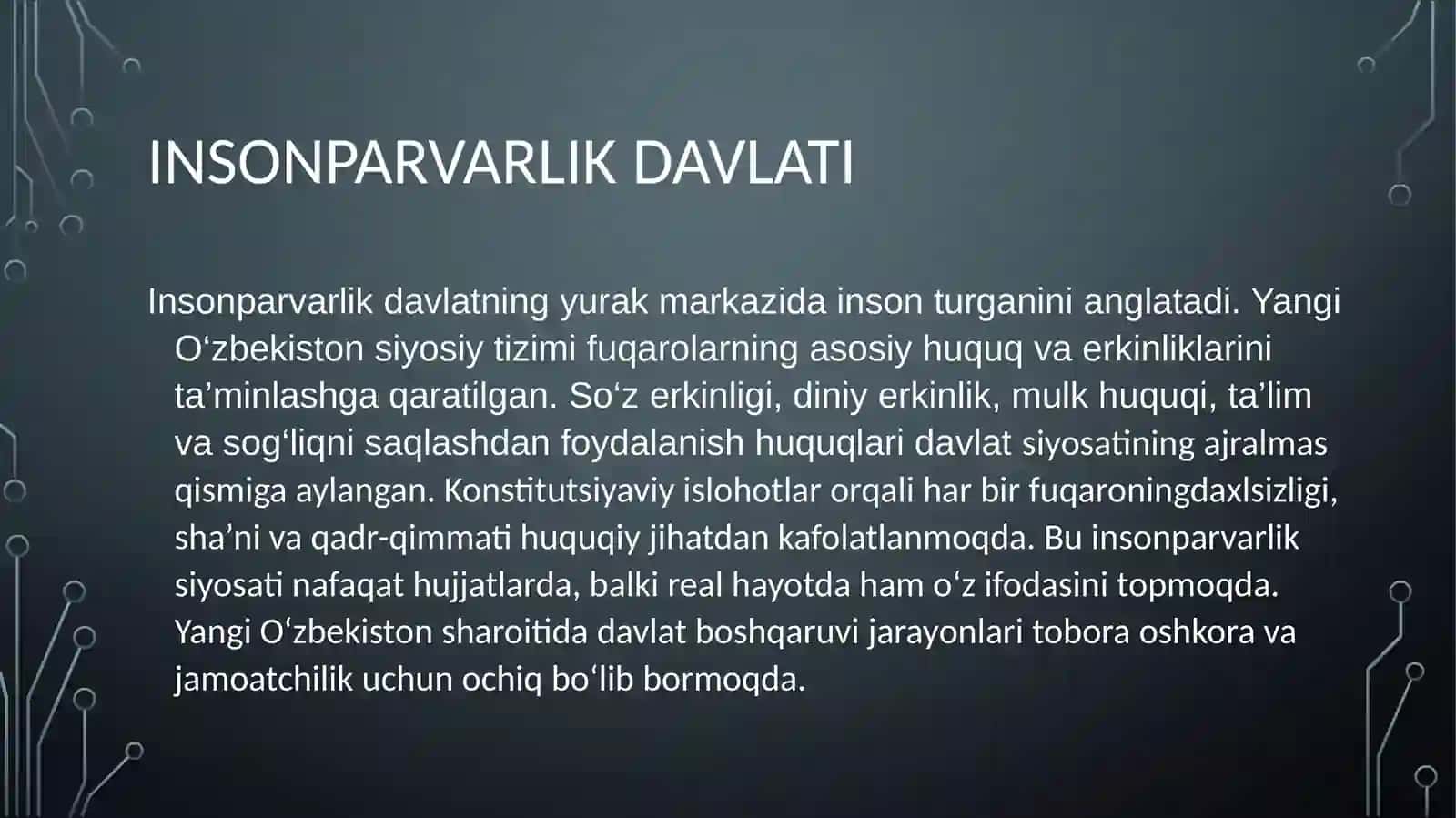 Yangi Oʻzbekistonda xalqchil va insonparvar davlat qurishning ijtimoiy siyosiy ahamiyati 4