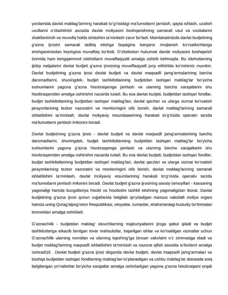 BUDJET DAROMADLARINING G’AZNA IJRISINI TASHKIL ETISH 4