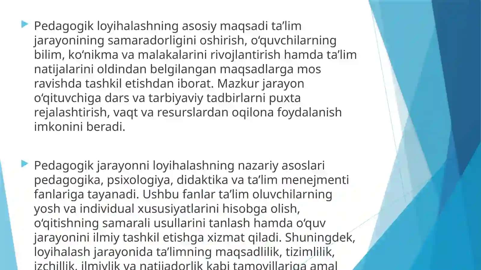 Pedagogik jarayonni loyihalash texnologiyasi 4