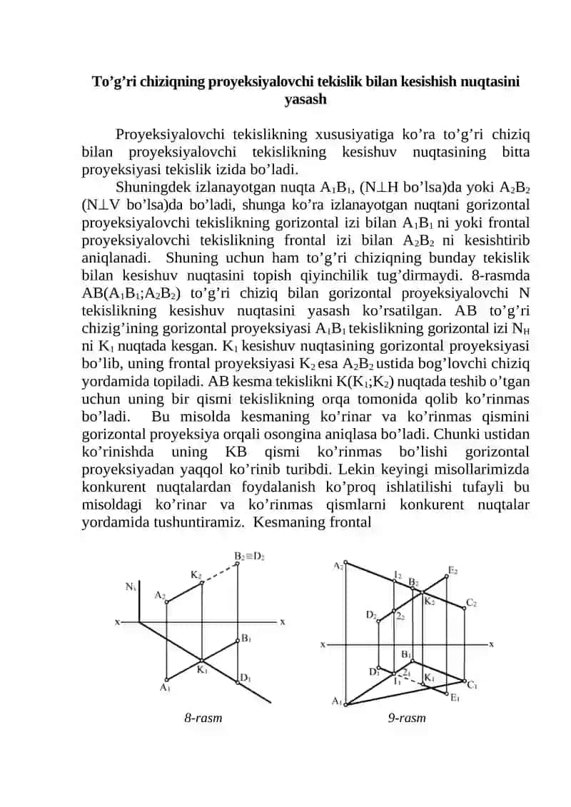 To'g'ri Chiziq va Tekislikning O'zaroviy Vaziyati 4
