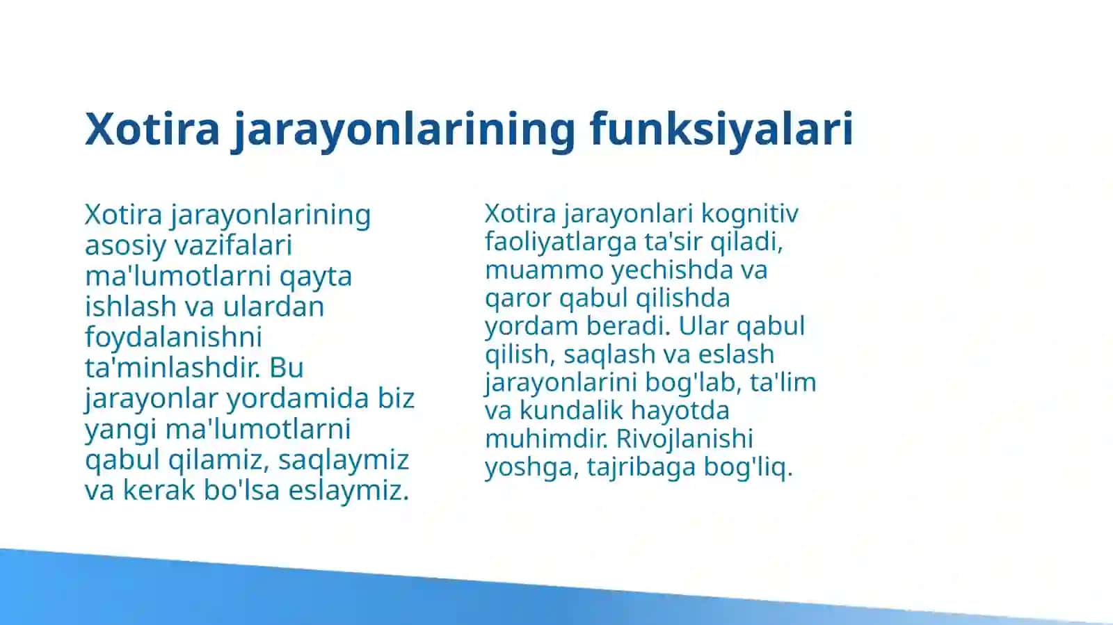 Xotira jarayonlari va turlari 4