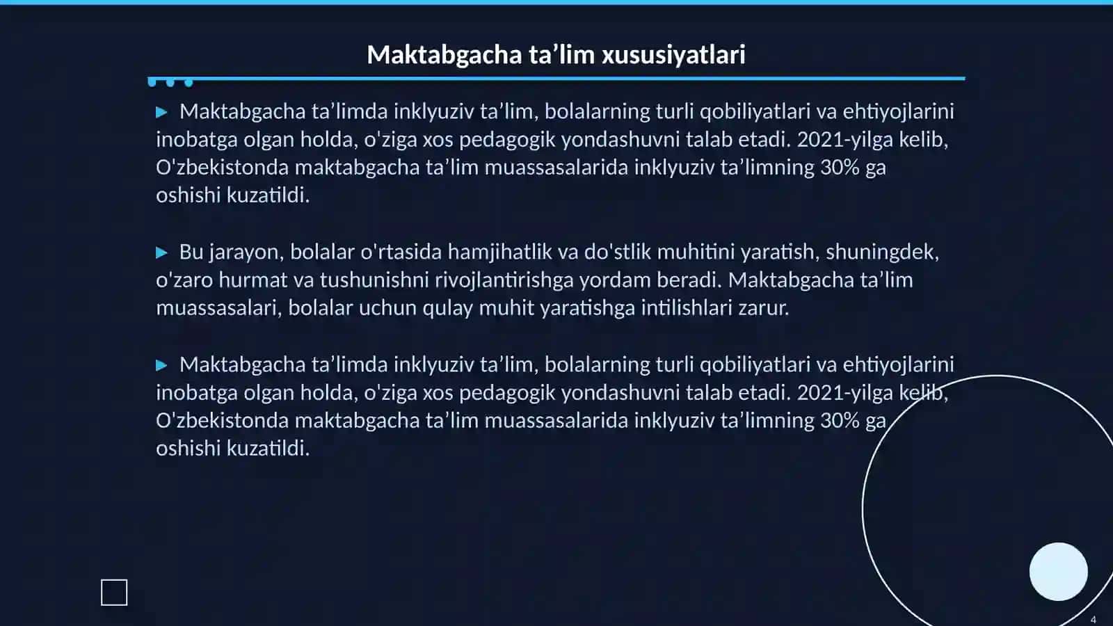 Maktabgacha taʼlimda inklyuziv taʼlim tizimini rivojlantirish 4