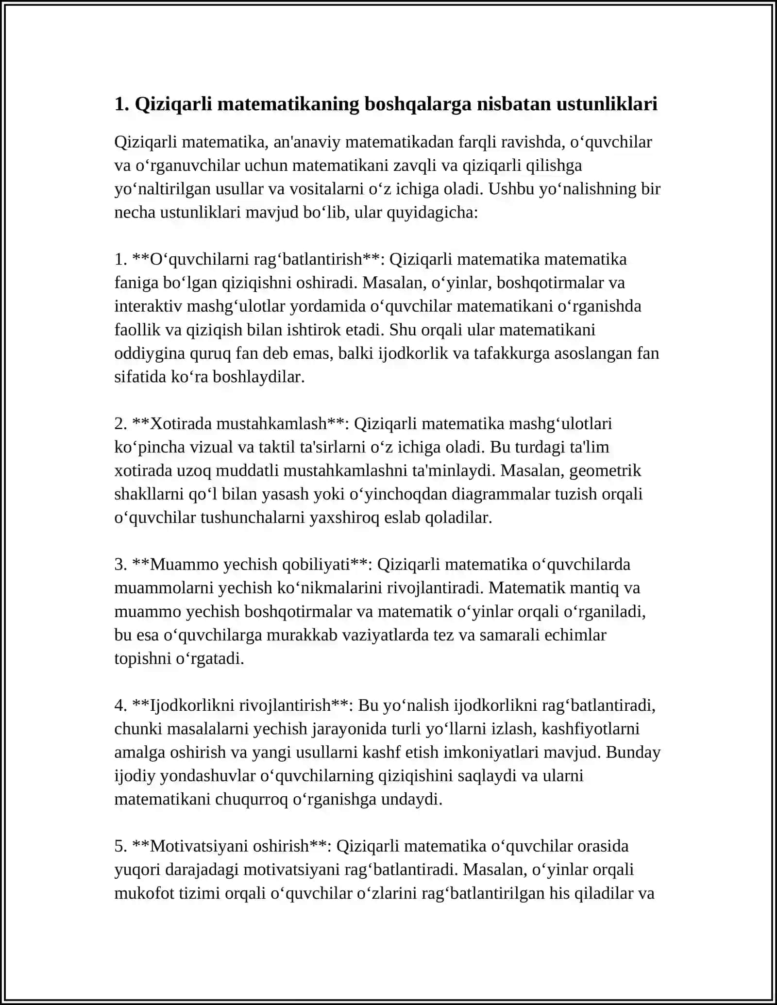 BOSHLANG`ICH MATEMATIKA DARSLARIDA QIZIQARLI MATEMATIKADAN FOYDALANISHNING MAQSADI VA VAZIFALARI 4