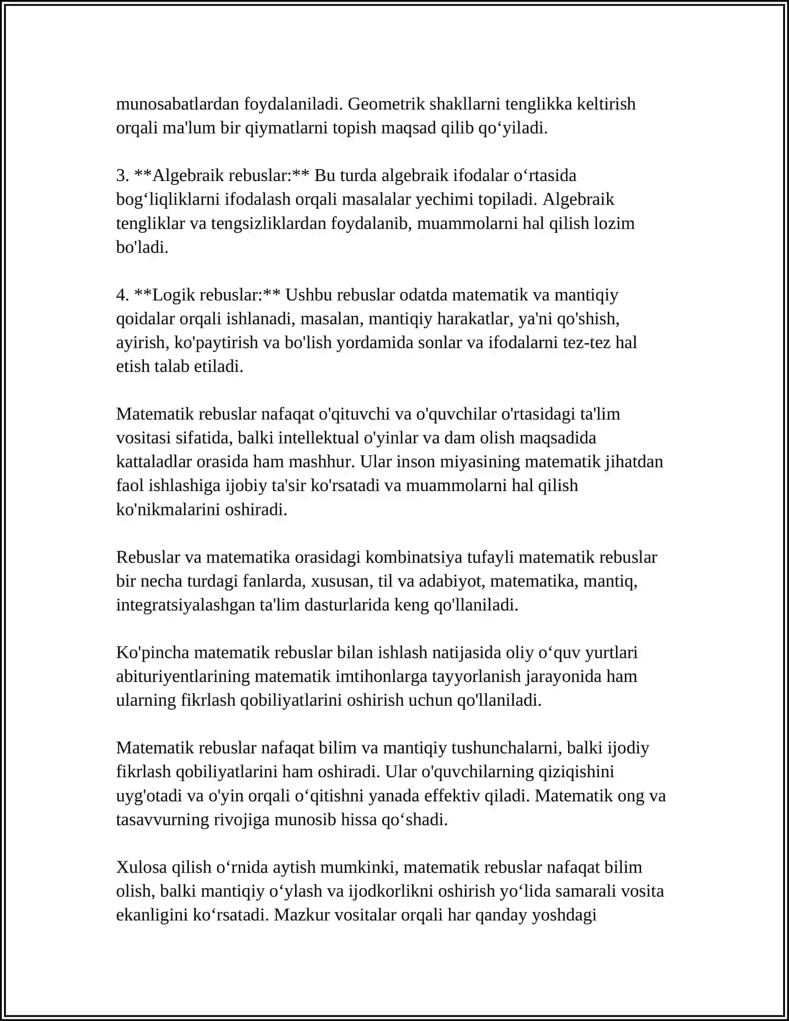 Matematikakara Rebbuslar 4