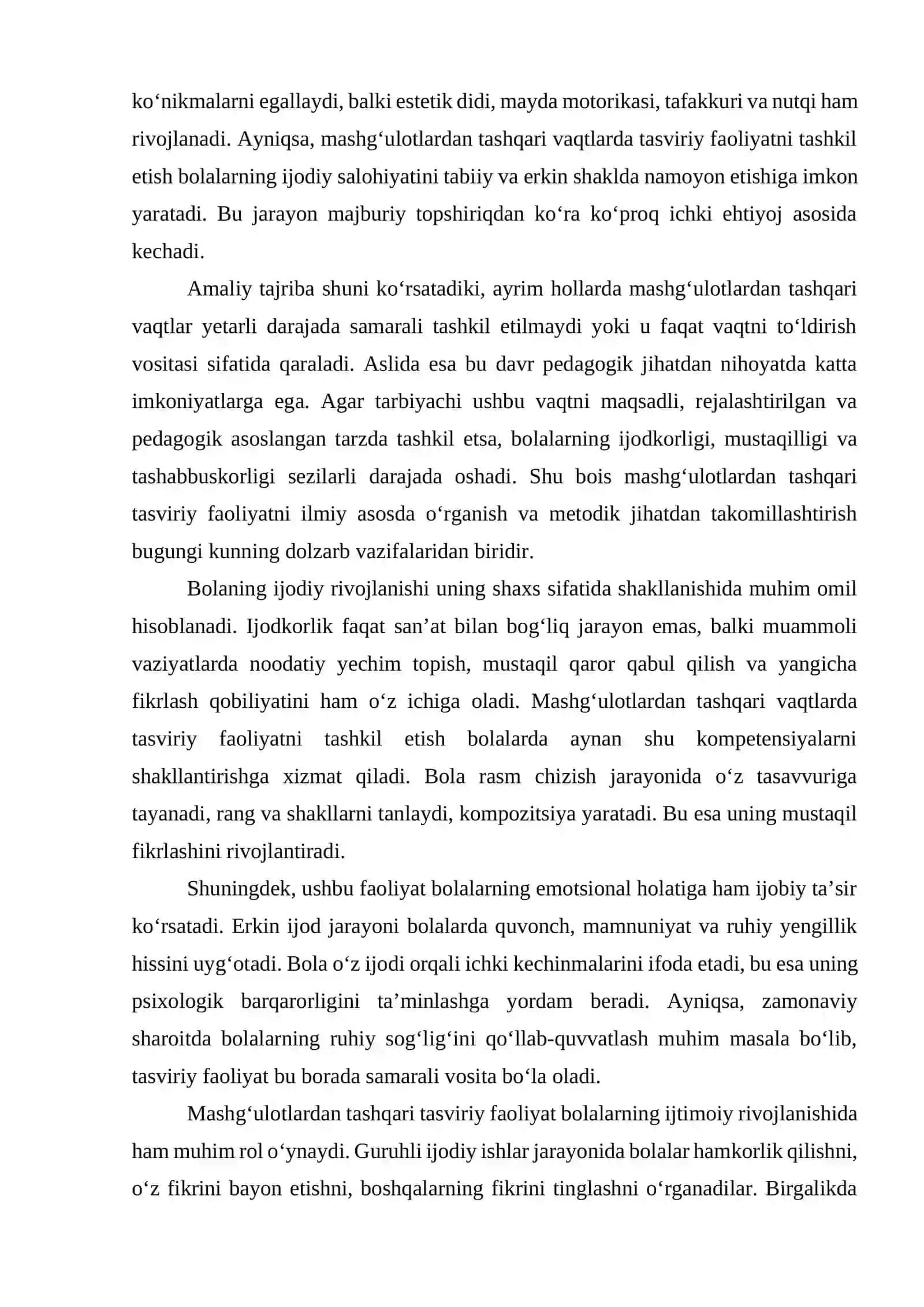 Mashg‘ulotlardan tashqari vaqtlarda tasviriy faoliyat 4