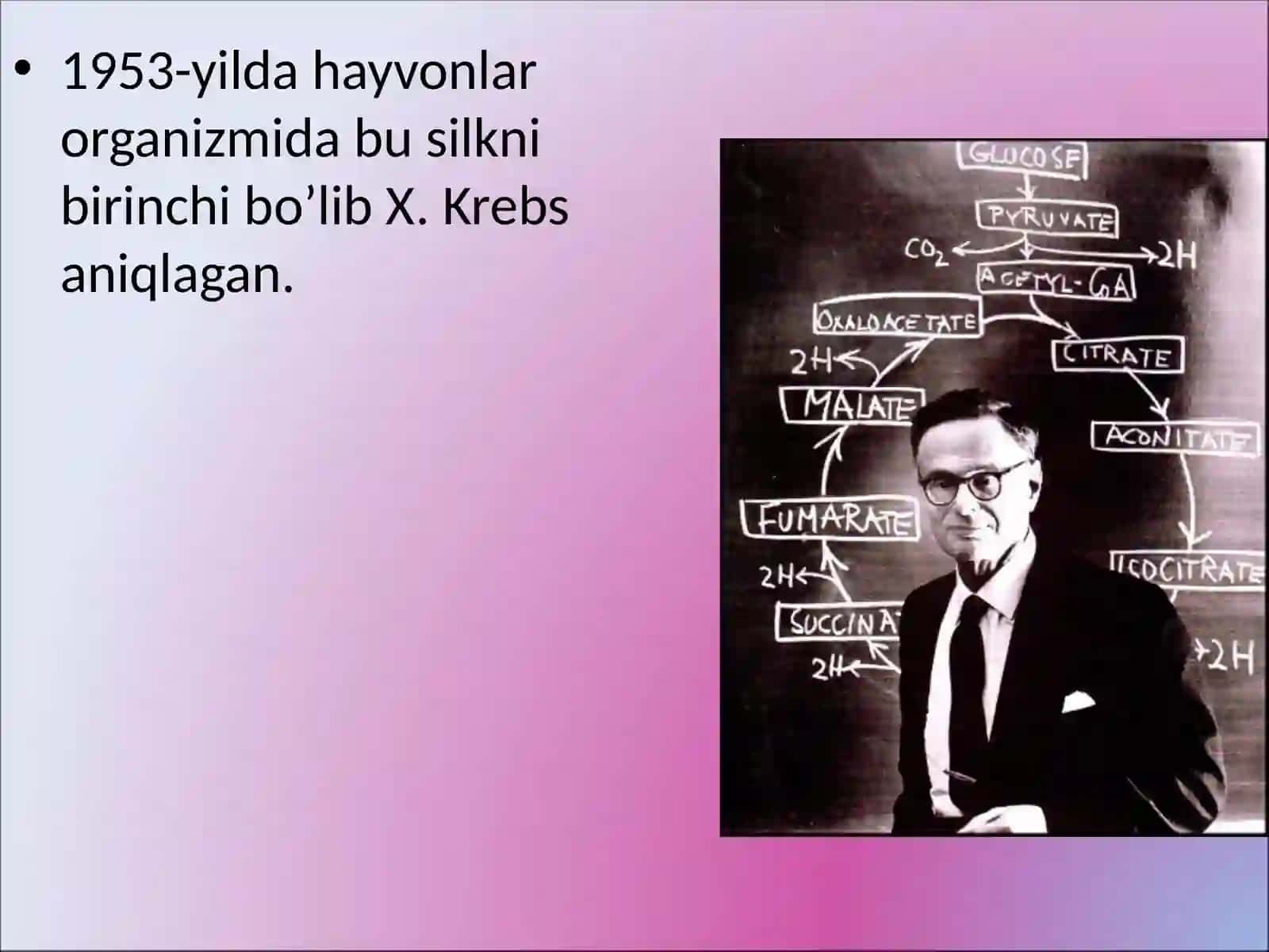 O’simliklar fizologiyasidan Krebs sikl va uning energetikasi 4