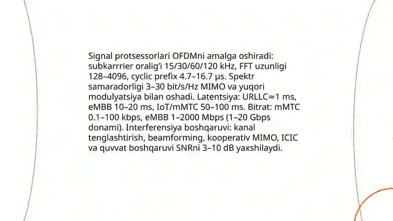Signal protsessorlari ishlatish sohalari va u yerdagi vazifalarini parametrlari 4