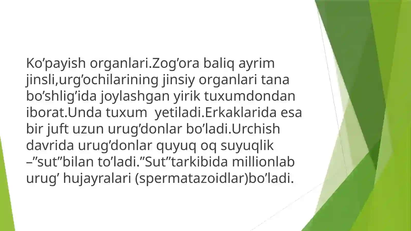 Baliqlarningko’payishi va rivojlanishi 4