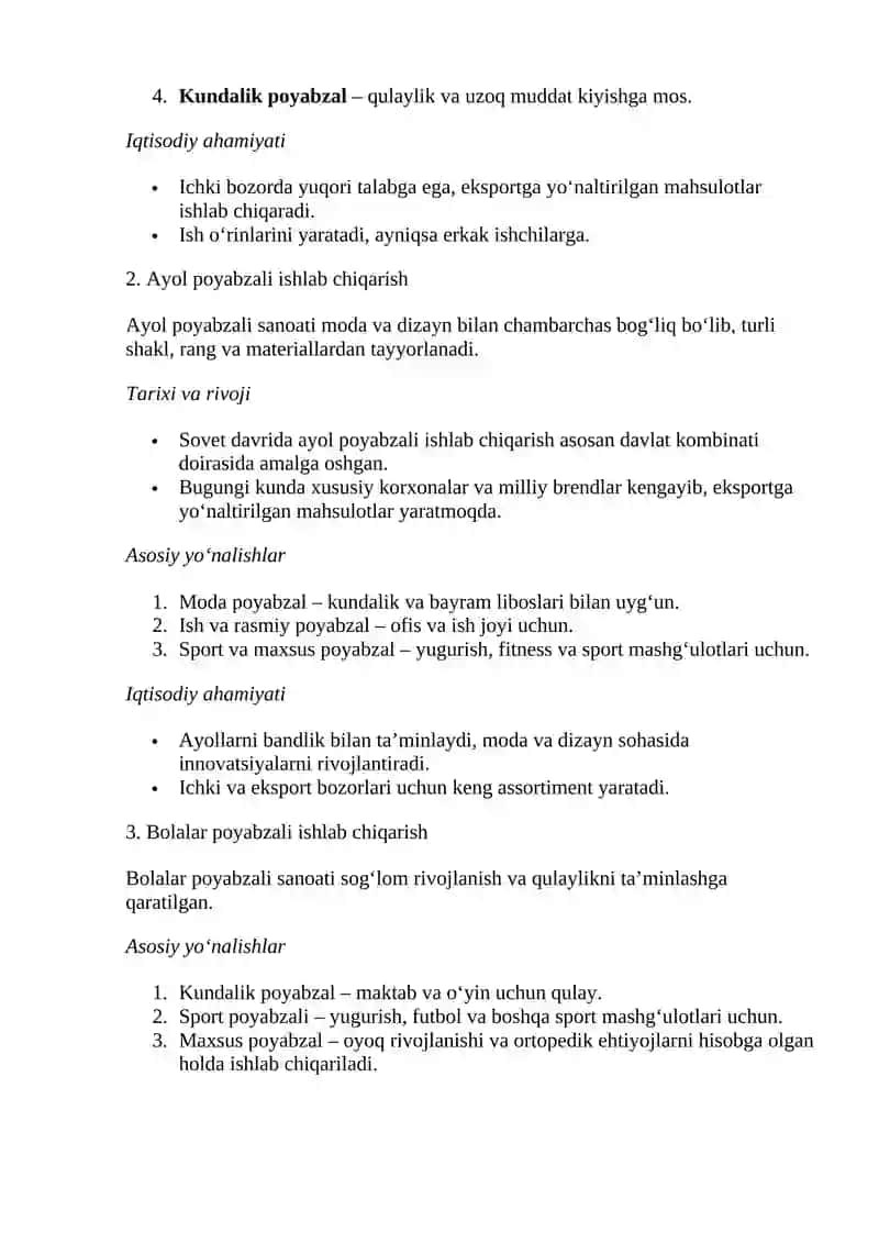 O’ZBEKISTON RESPUBLIKASIDA KON-POYABZAL SANOATI 4