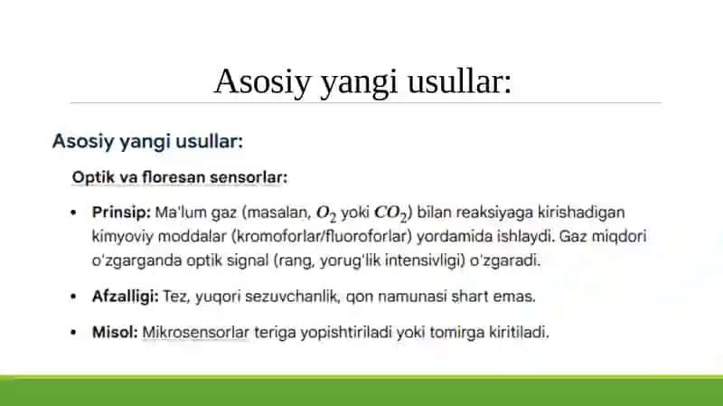 Qonda gazlar miqdorini aniqlashning yangi usullari. 4