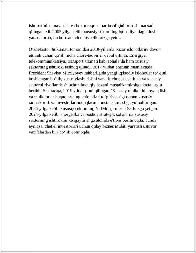 Sanoatni privatlashtirish va xususiy sektorning rivojlanishi 4