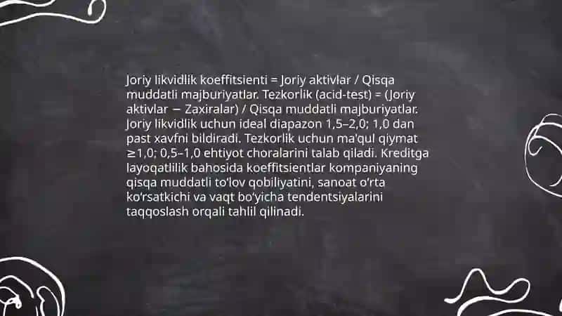 Kreditga layoqatlilikni baholash va tahlil qilishning asosiy usullari 4