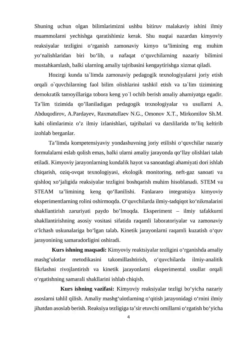 Kimyoviy reaksiyalar tezligini oʻrganishda amaliy mashgʻulotlarni qoʻllash 4