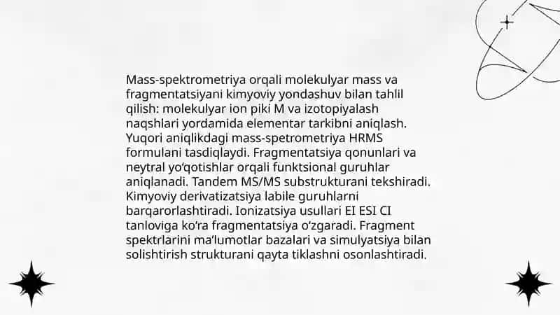 Kimyoviy usullar asosida nomalum organik brikmalarni tuzulishini aniqlash 4